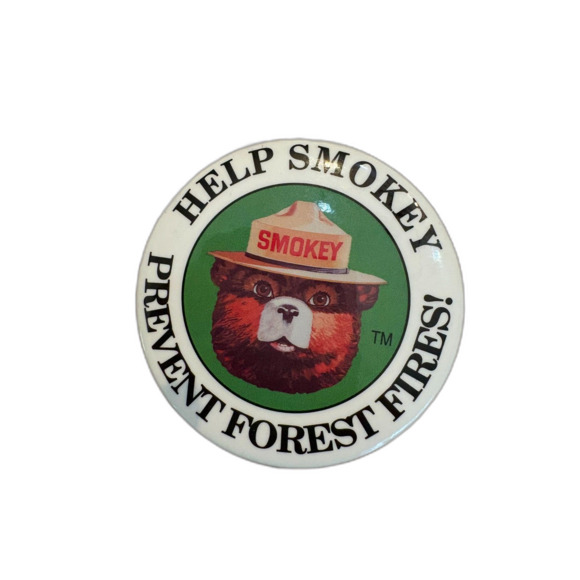 Vintage Smokey Bear “Help Prevent Forest Fires” Pinback Button US Forest Service